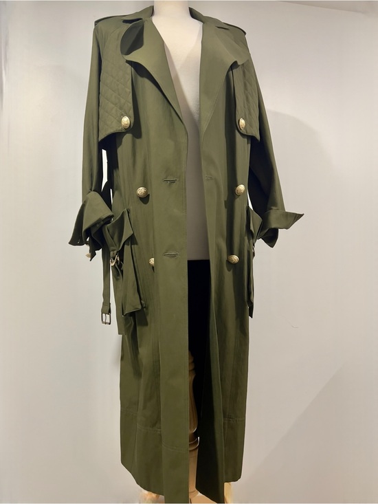Balmain Jackets & Blazers - Balmain Olive Green Trench Coat with Gold Buttons